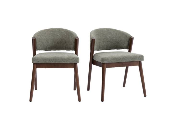 Chaise en bois patiné noyer et tissu trendy sauge (x2)
