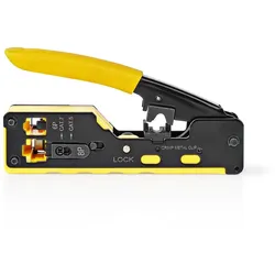Nedis Crimp pliers - CAT5 / CAT5e / CAT6 / CAT6a / CAT7 / RJ12 / RJ45 - Abziehen / Schneiden / Zange - Gummi / Stahl - Gelb / Schwarz