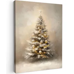 LEINWANDBILD Weihnachten - Weihnachtsbaum - Schnee - Kunst Room Decor 30x40 cm