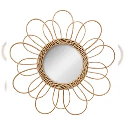 Atmosphera - Rattanspiegel mit Blumendesign 38 cm