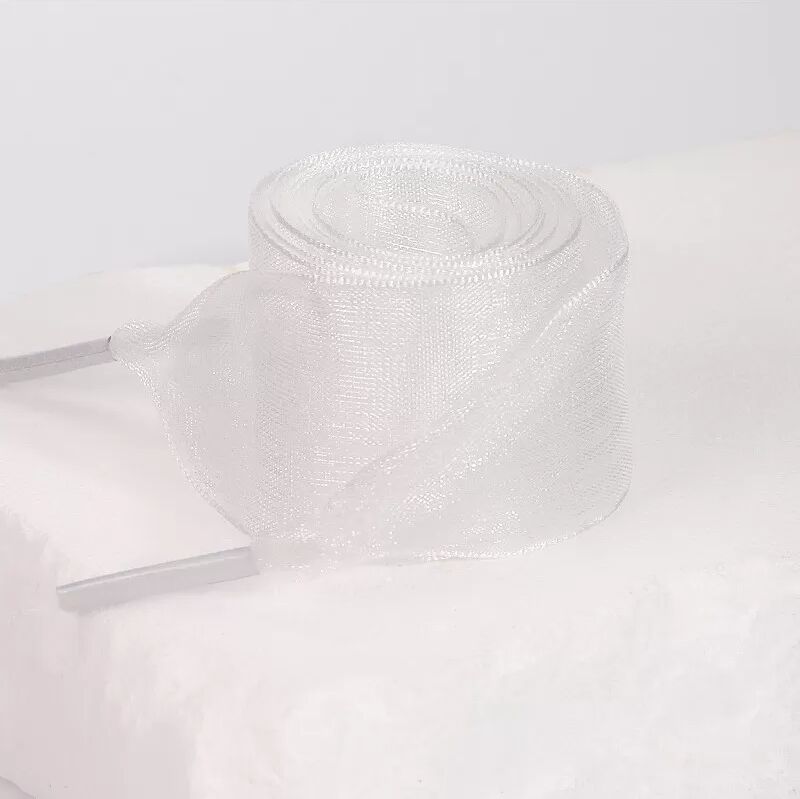 INF Transparente Schnürsenkel aus Organzaband – 120 cm Weiß