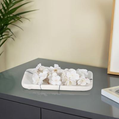 "Sagebrook Home 12"" Roald Black & White Marble Trinket Tray - 12"" x 6"" x 1"""