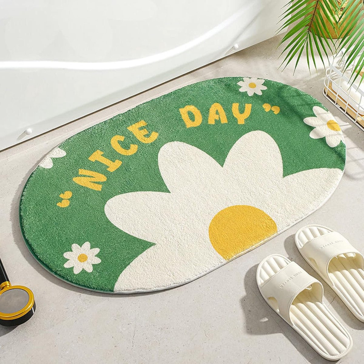 Badkamermat Bloem - Roze - Zachte microfiber antislipmat
