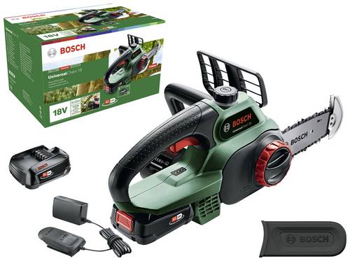 Bosch Home and Garden UniversalChain 18 Akku Kettensäge inkl. Akku, mit Schutzbügel Schwertlänge 200 mm