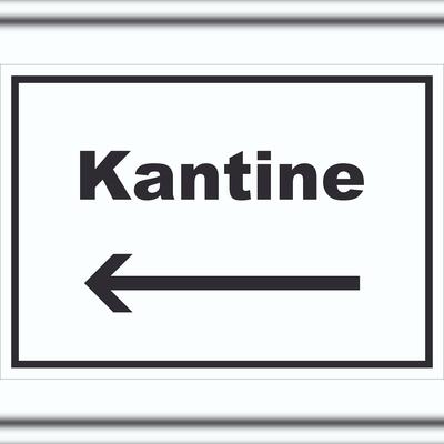 HB-Druck Kantine Schild mit Text und Richtungspfeil links essen und trinken waagerecht A3 (297x420mm)