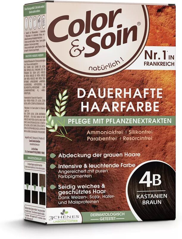 Color & Soin - Coloration permanente 4B Châtain Brownie, 135 ml