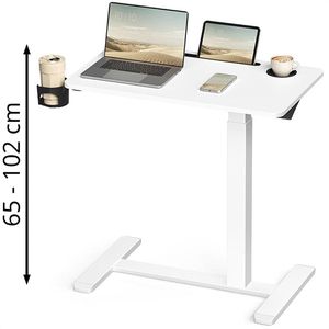 Vasagle Schreibtisch LSD600W01, weiß / weiß, höhenverstellbar per Gasdruck, 70 x 65-102 x 40 cm