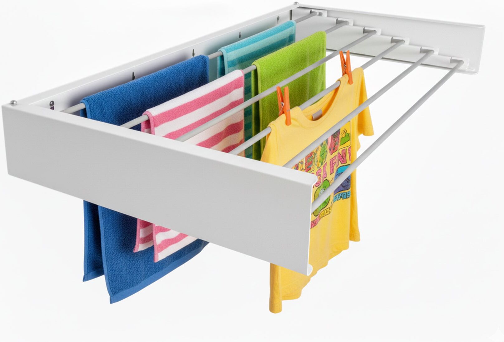 Foxydry Hide 121 cm – Retractable Wall-Mounted Clothes Drying Rack, White (HIDE-120W)