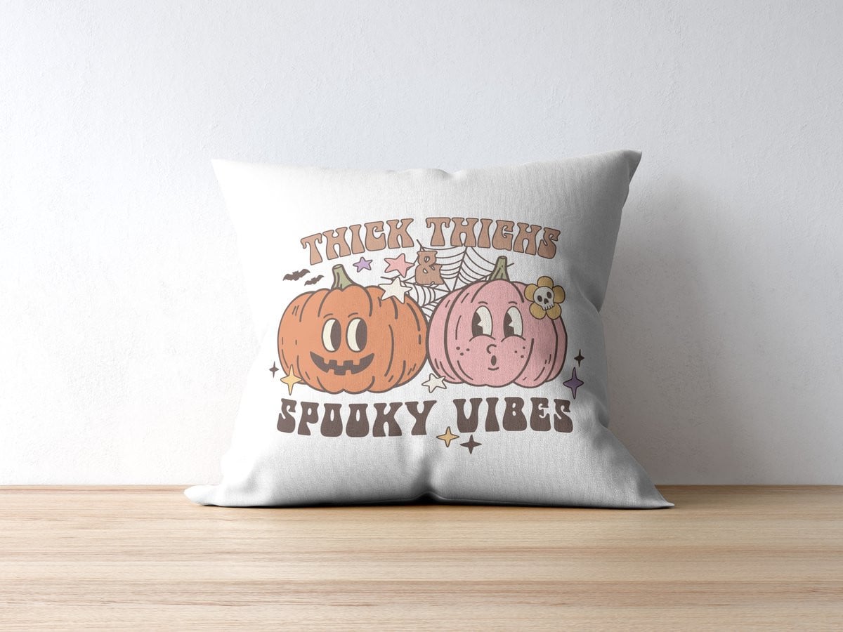 Retro Halloween Sierkussen met Grappige Pompoen voor Griezelige Herfstdecoratie