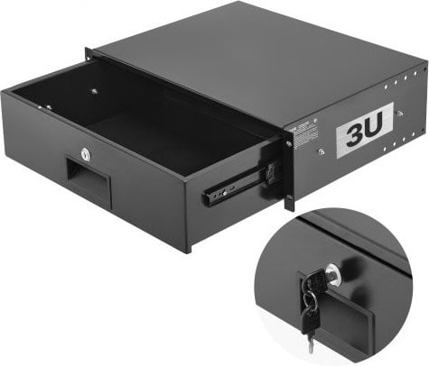 VEVOR 3U Rack Mount Lade met Slot en Kabelmanagement, Zwart