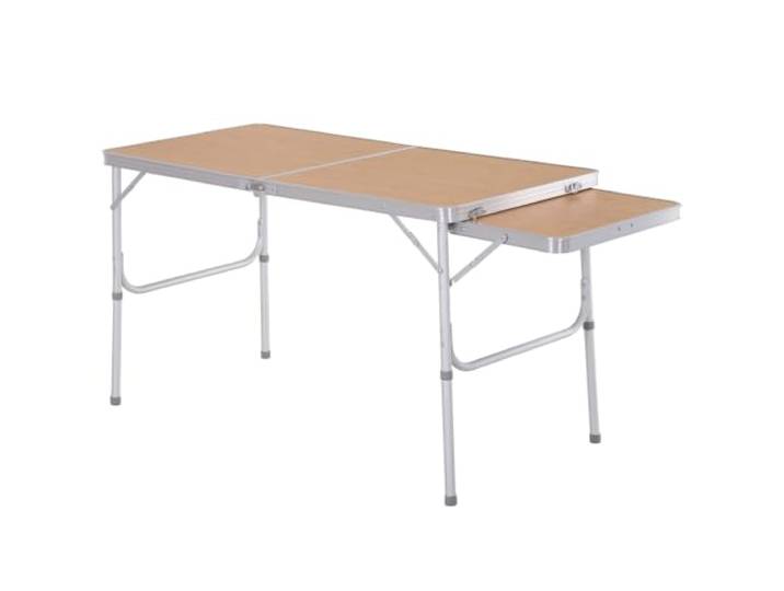 Outsunny Table de Camping Pliante Rallonge Hauteur Réglable 120x60x70cm Table de Jardin\, Aluminium\, MDF Imitation Bambou