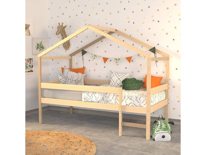 Lit cabane enfant bois laqué 90x190 - LT14052