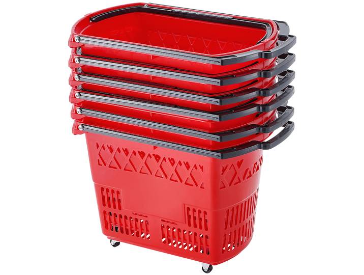 SucceBuy 6 pièces paniers de courses 39L chariots de courses roulants avec poignées et roues portables pour supermarchés magasins de détail épicerie