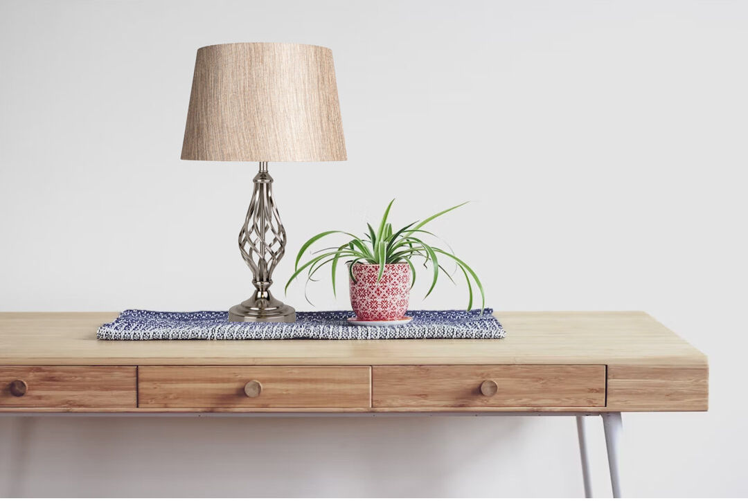 ClassicLiving Cortaro 49cm Barley Twist Metal Table Lamp Silver/White 49cm H X 30cm W X 30cm D