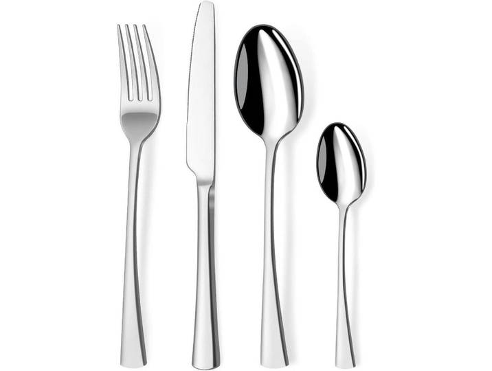 Besteckset 24-teilig für 6 Personen Edelstahl Silberfarben, Metall, Besteck, Besteck-Sets