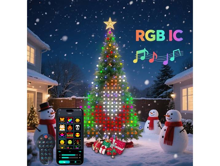 Guirlande lumineuse LED pour arbre de noël, guirlande lumineuse intelligente avec décoration d'étoile pour fête, maison, jardin, décoration d'arbre de noël
