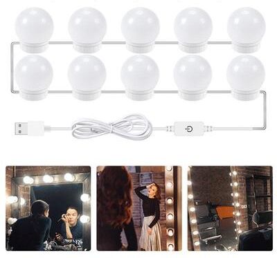 Everyday Crate USB Vanity Mirror Lights Adjustable Brightness LED Makeup Light Kit For Dressing Tables 10 LEDs