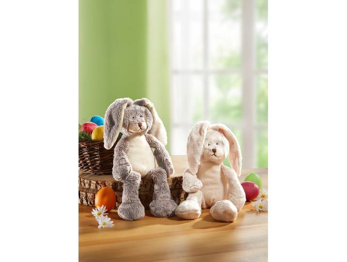 Plüsch-Hasen,2er-Set, Braun-Weiss