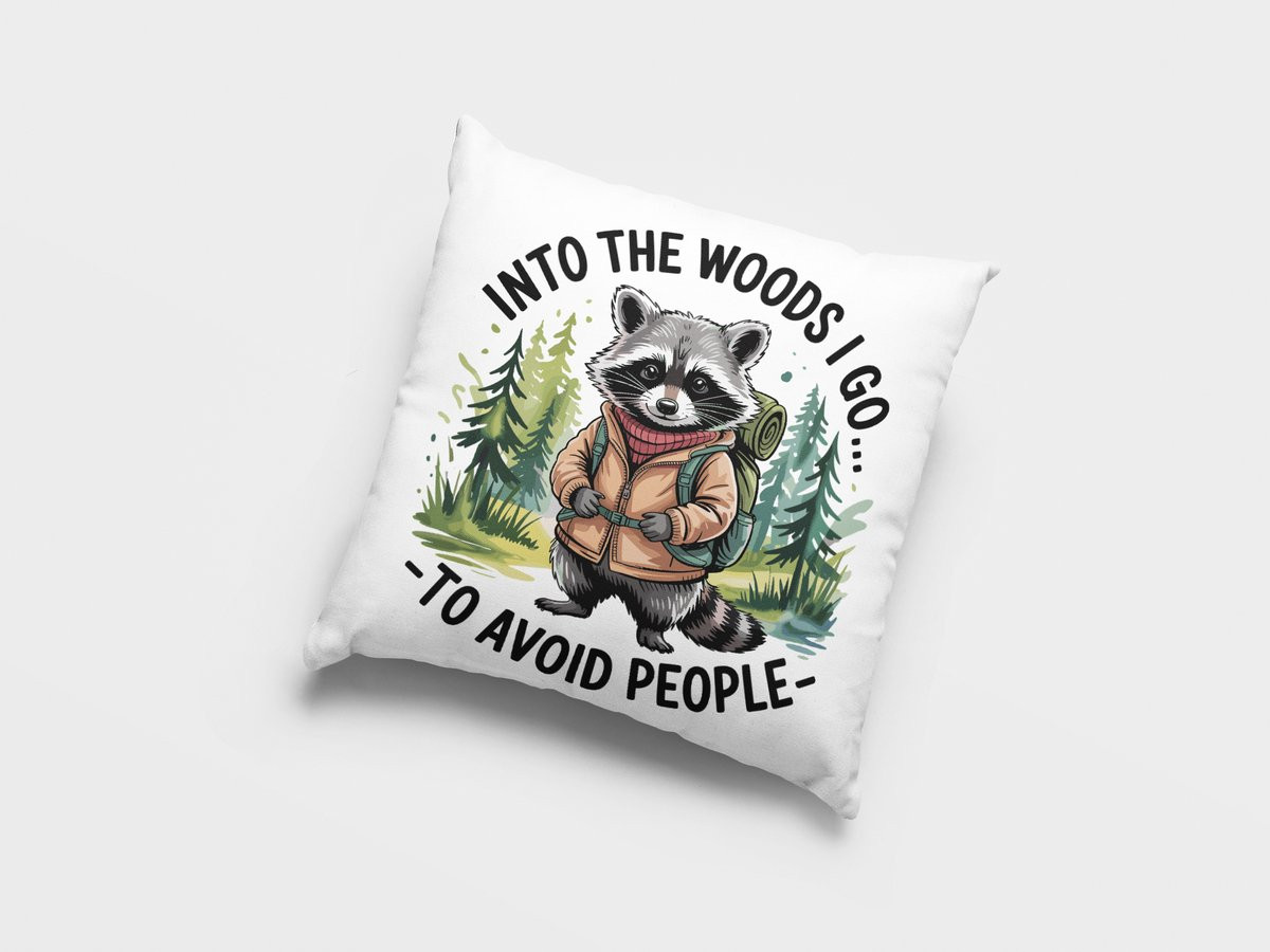 Grappig Wasbeer Bos Kussen met Anti-Sociale Bosdier Kussensloop voor Introverte Natuurliefhebbers