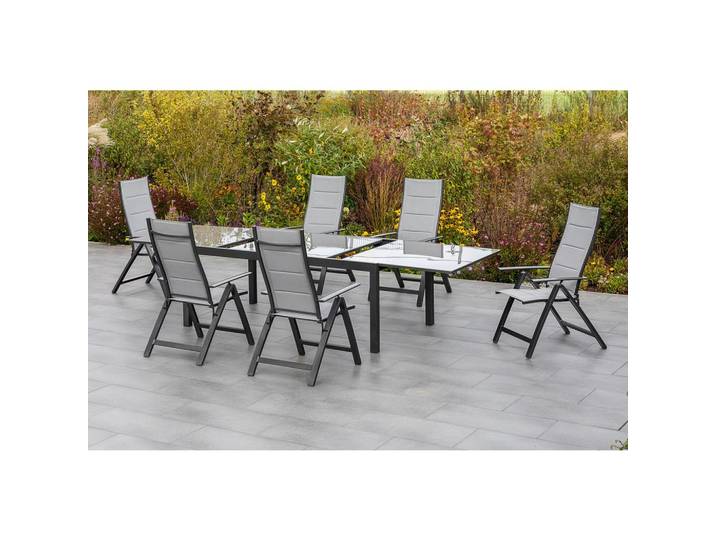 Gartentisch ausziehbar Semi Metall/Glas L: 180-250 cm