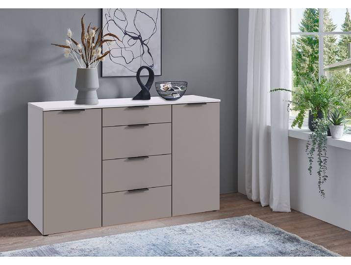 Sideboard Level36 - Breite 135 cm 135 x 84 x 41cm Grau/Weiß/Saharagrau/Weiß