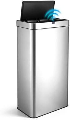 Innovaze 21 Gallon Stainless Steel Rectangular Motion Sensor Trash Can for Kitchen
