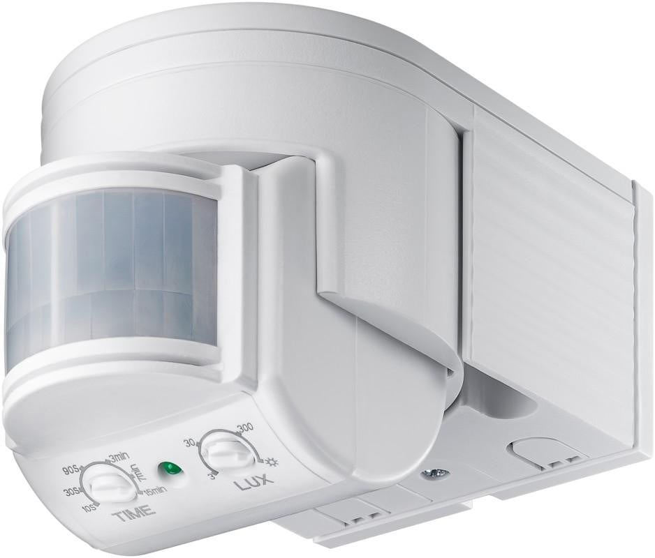 Goobay 95175 Infrarood bewegingsmelder, wit - voor wandmontage, 180° detectiebereik, 12 meter bereik, geschikt voor buiten (IP44) en LED-verlichting