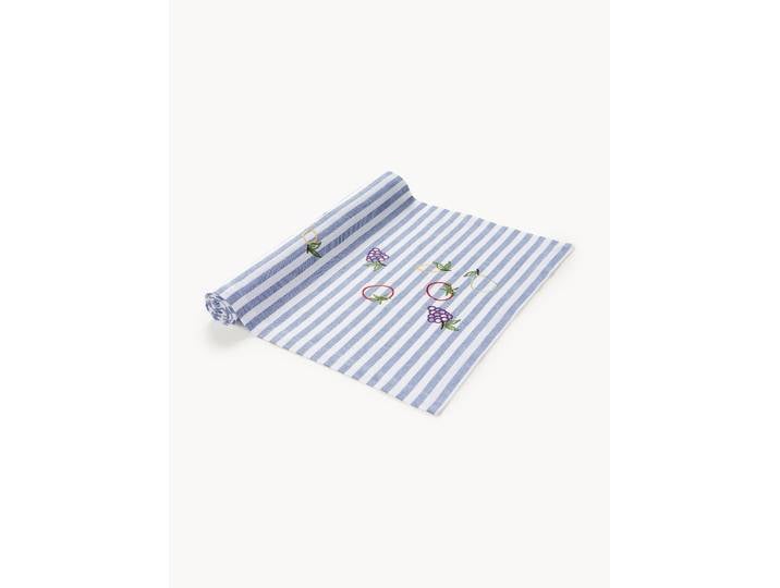 Chemin de table à jeu de rayures et broderies Melony