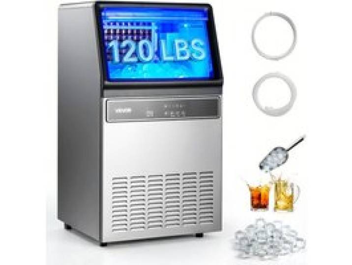 VEVOR Commerciële IJsmachine, IJsblokjesmaker, Capaciteit 59 kg/dag met 15 kg opslag, Vrijstaande en Onderbouw IJsblokjesmaker van roestvrij staal met LED-display en Zelfreinigend.