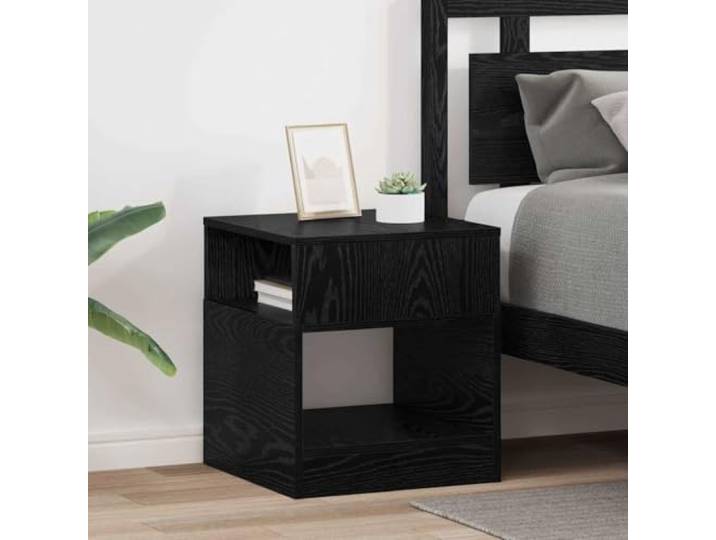 Beistelltisch 2 Stk. Schwarz Eichen-Optik 40,5x40x45 cm Holzwerkstoff Regale, Stauraum, minimalistisch, robust, pflegeleicht, Wohnzimmer, Innenbereich
