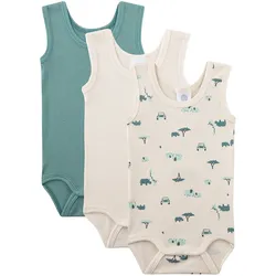 Sanetta 3er-Pack Bodys ohne Arm Safari, natur | gruen, 92