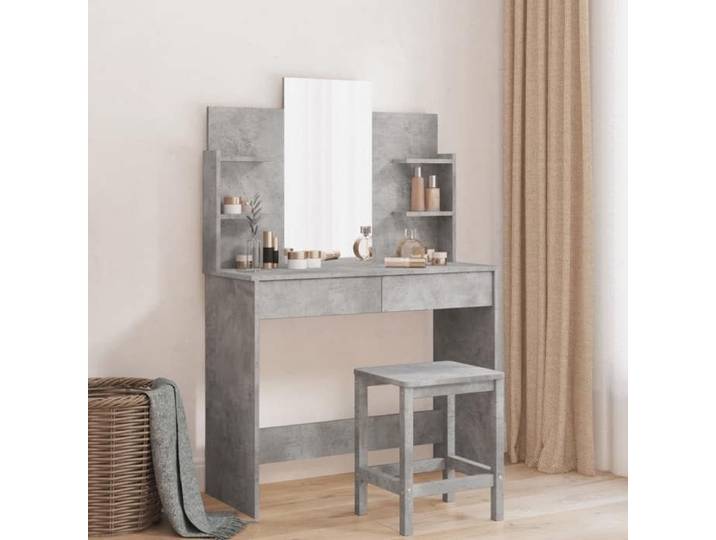 Automne/hiver  Gris Coiffeuse avec miroir gris béton 96x39x142cm - Hauteur:142cm DEC8261120