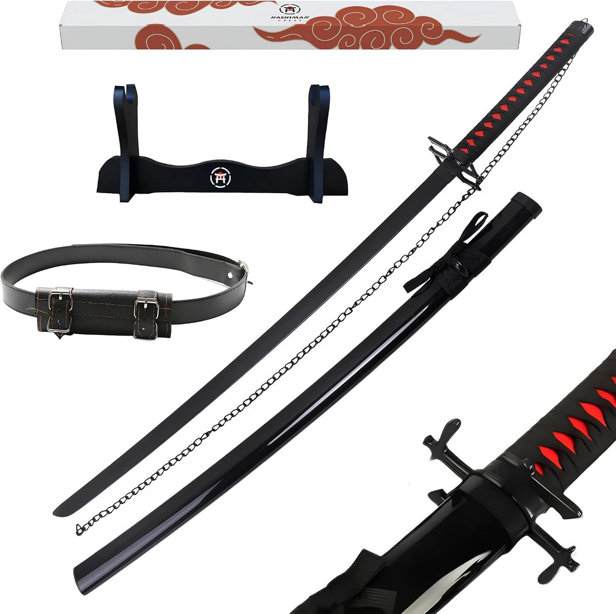 Replica Katana Bleach Manga Zwaard met Houten Zwaardhouder en Band