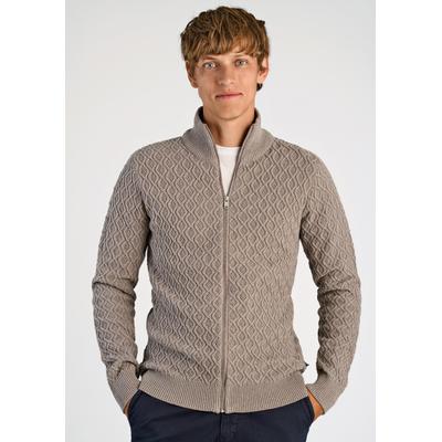 Cardigan LINDBERGH "Cardigan Relaxed Fit", Herren, Gr. 3XL, beige (dk sand), Obermaterial: 60% Baumwolle, 40% Polyester, unifarben, Strickjacken