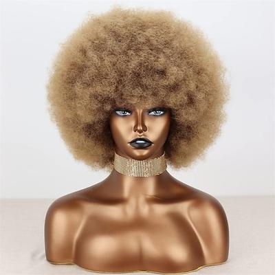 Kurze 70er Afro Perücken für Schwarze Frauen Große Synthetik Schwarze Kurze Afro Perücke 70er 8 Zoll 60er Afro Perücke für Frauen Spritzig und Weich Natürlich Aussehend Halloween Cosplay Party