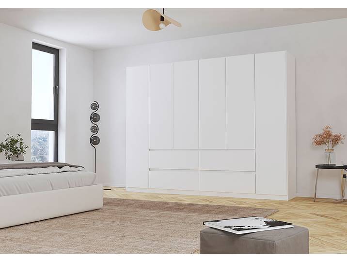 Drehtürenschrank Mainz 271cm Weiß/Alpinweiß Basic ohne Spiegeltür/-en
