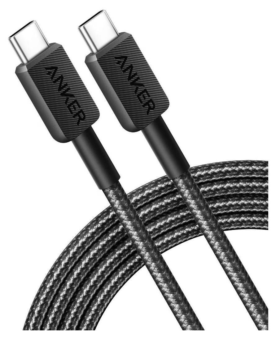 Anker 322 USB-C naar USB-C kabel, 1,8 meter, Zwart, 15W Fast Charge