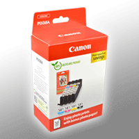4 Canon Tinten 2106C006 CLI-581 Multipack KCMY + Fotopapier 2106C005