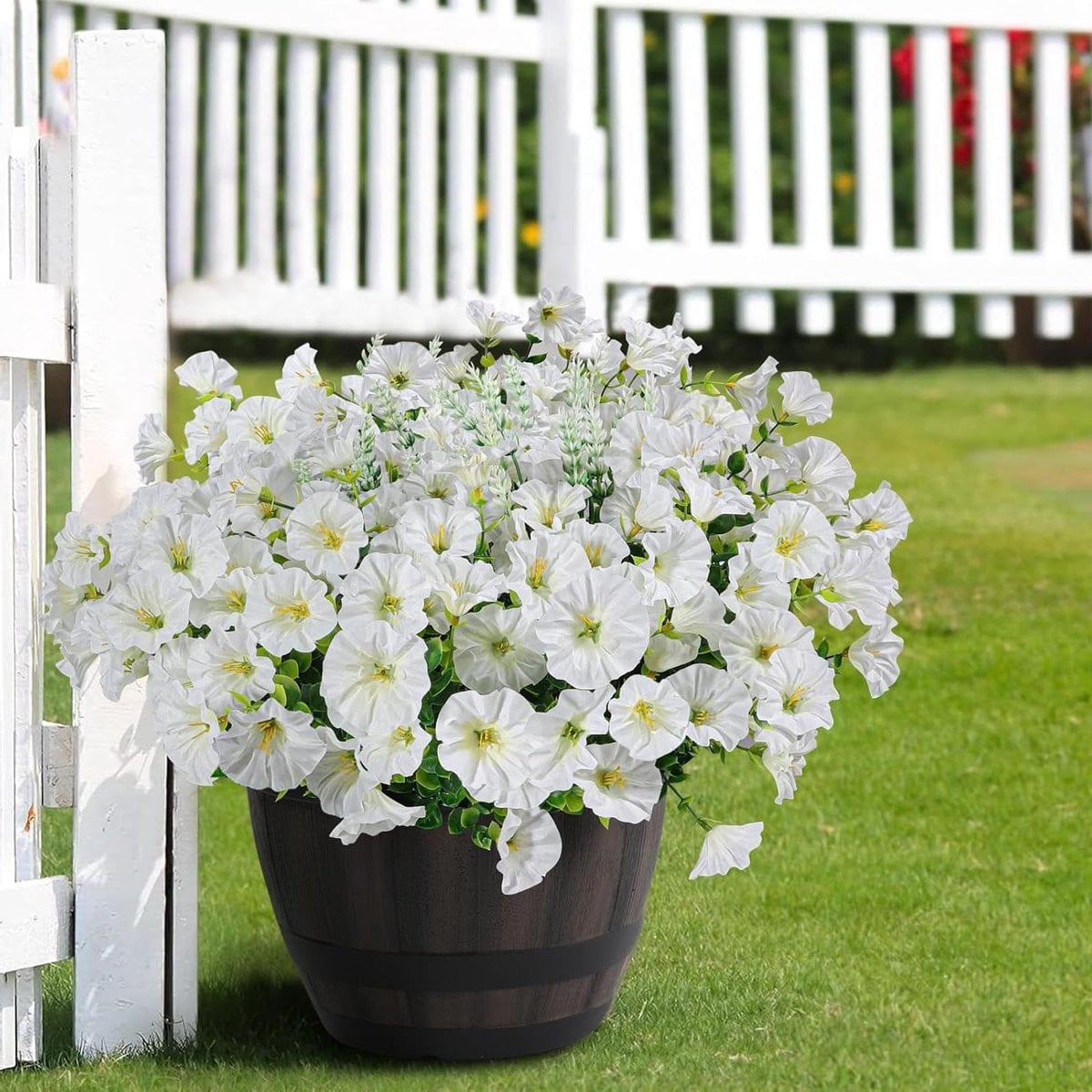 12 stuks Kunstmatige Buitenbloemen - Witte Lavendel van Zijde - UV-bestendig en Vervagingsbestendig