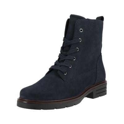 Schnürstiefelette GABOR "Gabor Stiefelette Nubukleder", Damen, Gr. 38,5, blau (marine), Nubukleder, Schuhe Schnürstiefelette