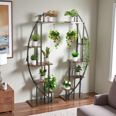ZWYO HOSIMU "42.13"" Heavy-Duty Iron Particle Board 6-Tier LED Lighted Plant Stand with 3 Timers, 10 Brightness Levels & Half-Moon Rack"