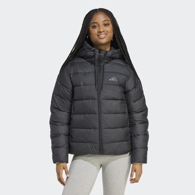 Outdoorjacke ADIDAS SPORTSWEAR "ESSENTIALS CLIMAWARM 3-STREIFEN", Damen, Gr. S, schwarz, Obermaterial: 100% Polyester. Wattierung: 100% Polyester, normal, Jacken Outdoorjacke, mit Kapuze, CLIMAWARM
