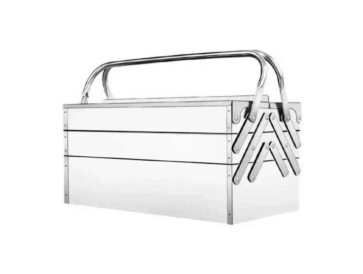 Boîte à outils en acier inoxydable, matériel Extra Large, mallette de rangement vide pliante à trois couches, boîte à outils multifonctionnelle pour réparation automobile à domicile