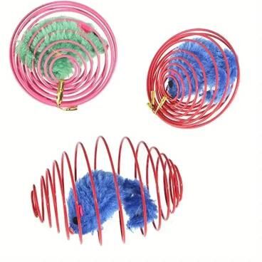 Inspired Living Interactive Cat Spring Ball Toys For Indoor Kitten Chase And Pounce Play 3pcs Random Color