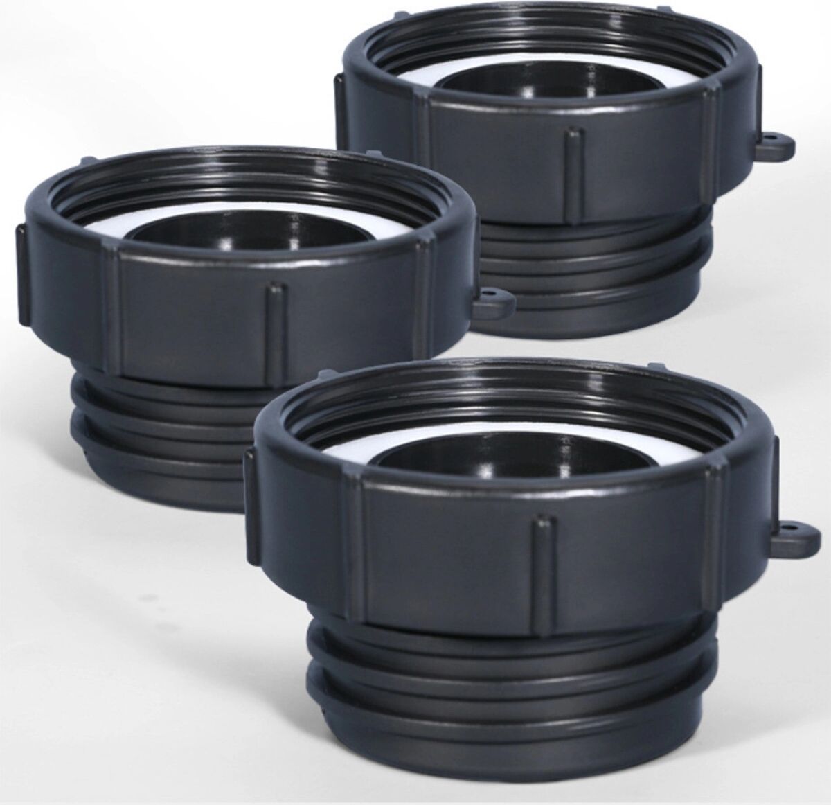 INF 2er-Set IBC-Tankventil-Adapter ABS Schwarz – 62 Feingewinde auf 60 Grobgewinde, kompatibel mit Schutz IBC-Ventil