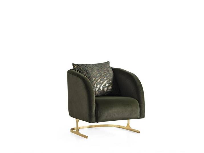 Xlmoebel Sessel Sessel Club Lounge Designer Grün mit goldfarbenem Rahmen (1-St., Sessel Club Lounge), Made in Europa