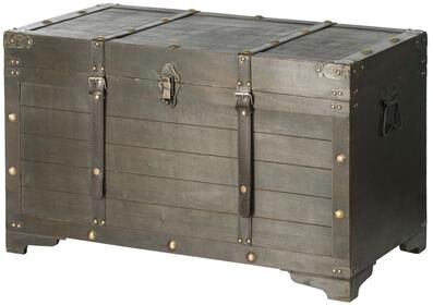 Vintiquewise Brown Large Wooden Storage Trunk with Lockable Latch