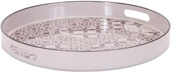 Melrose International "Round Ornate Geometric Print Tray 17.5""D"