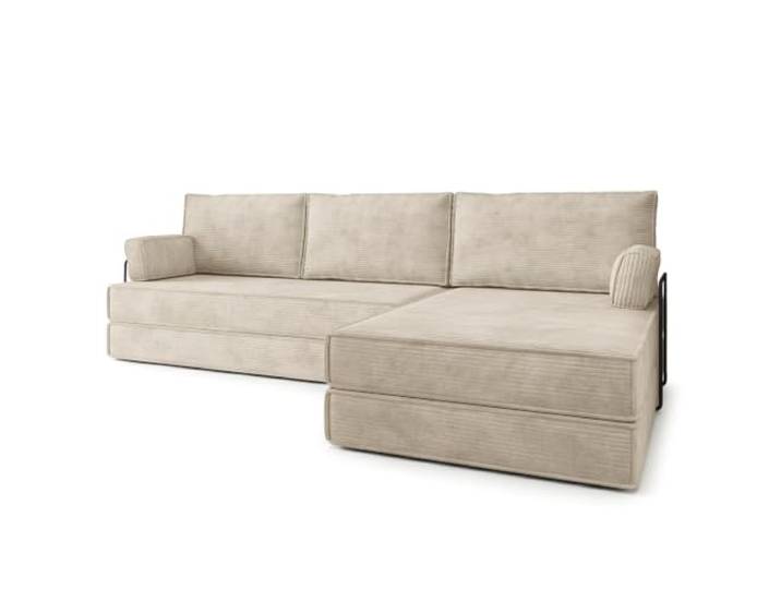 Masseno Schaumstoff-Ecksofas ANKO mit Metallgestell, Modulares Schlafsofa aus Schaumstoff, Klappbares Bodensofa, Schlaffunktion, Ohne Montage - Creme, POSO 100