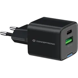 CONCEPTRONIC 2-Port 20W GaN USB-PD-Ladegerät schwarz